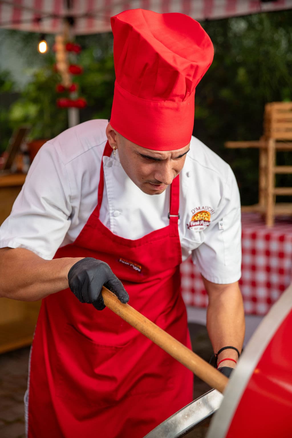 The D' Mauchi pizza station set up for an event